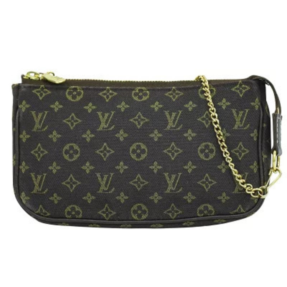 Louis Vuitton LV Bucket Monogram Lin Attached Pouch Canvas Leather Ebene Brown